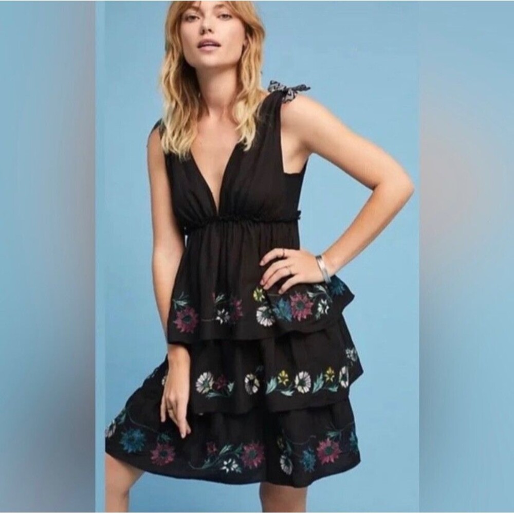 Anthropologie Red Carter Nerano Deep-V Mini Dress size large $230